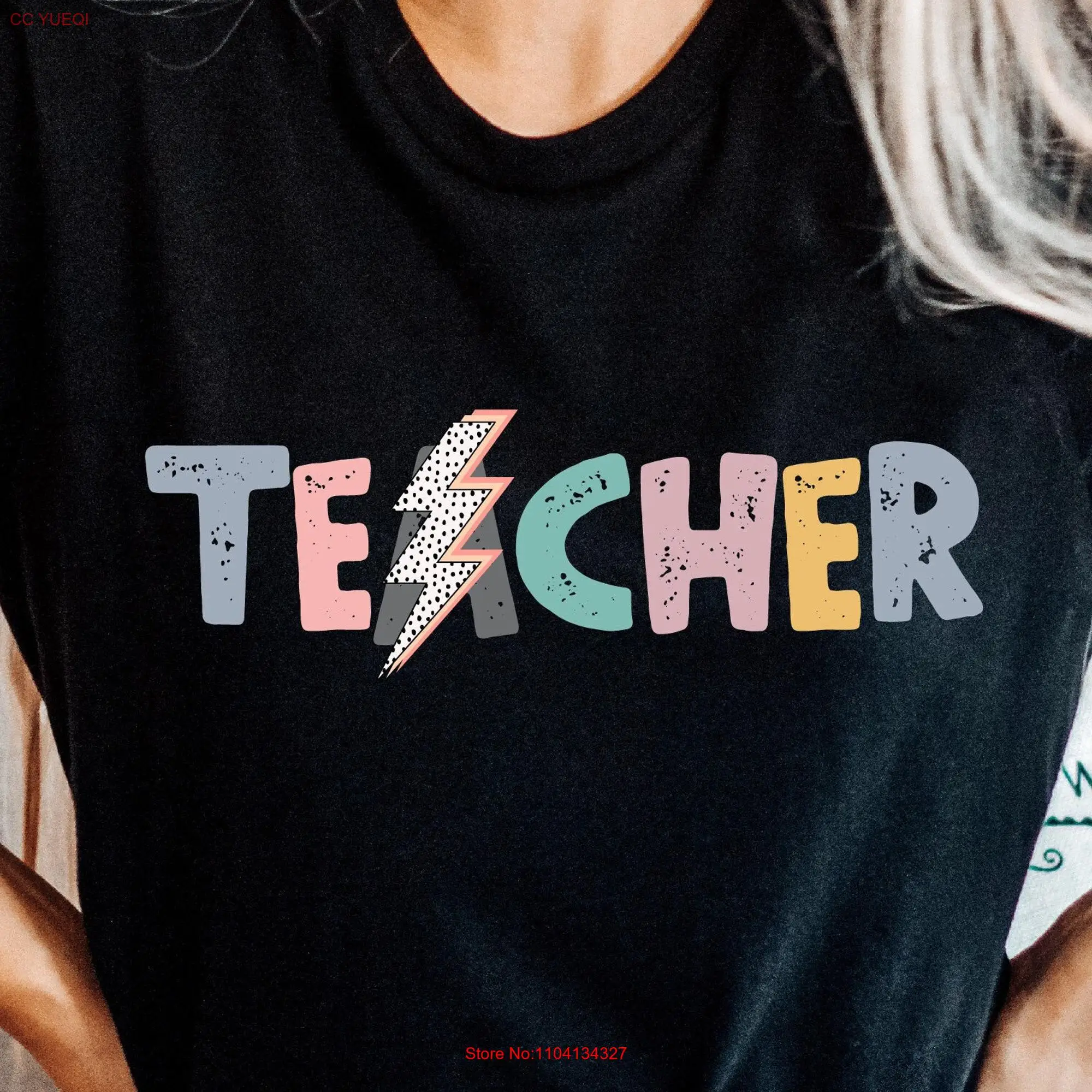 Teacher Lightning BolT T Shirt 90's 80's Retro School long or short sleeves