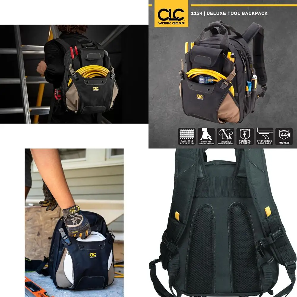 

Carpenter's 44-Pocket Tool Backpack with Padded Support, Black CLC Work Gear 1134