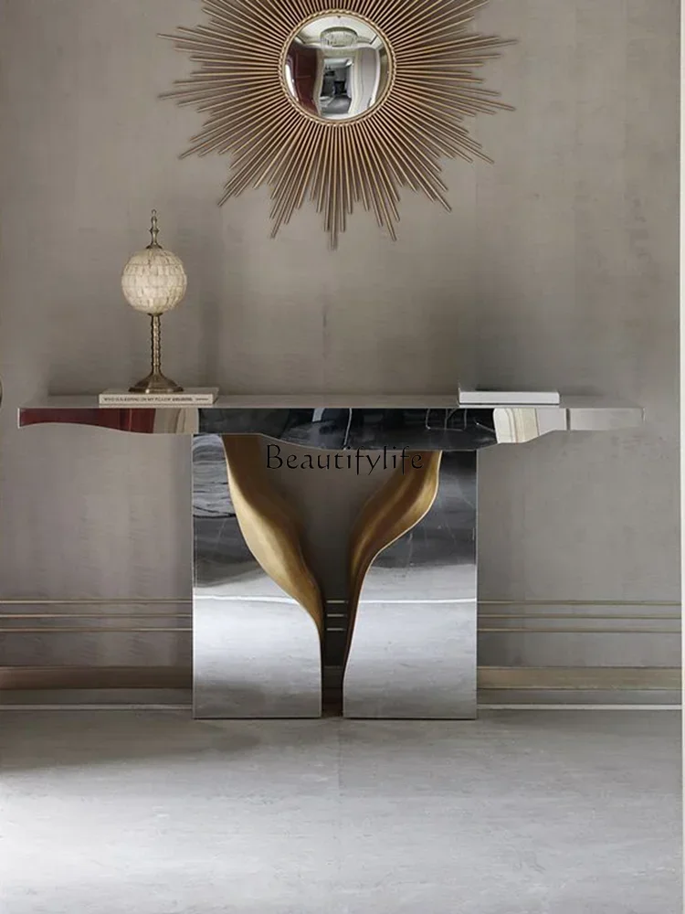 FG11Modern simple stainless steel special-shaped entrance platform corridor wall decoration narrow strip case