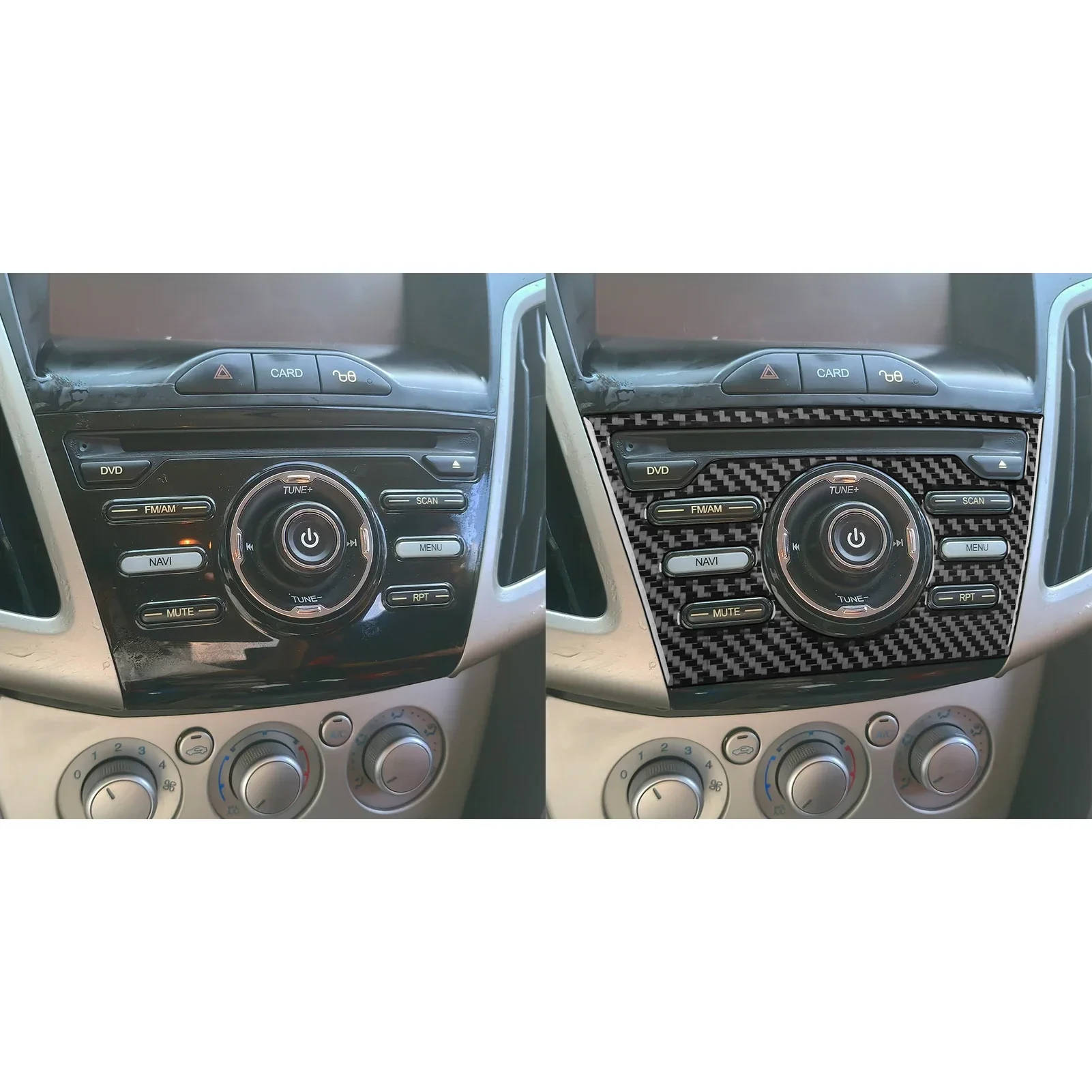 

For Ford Focus 2012—2014 Carbon Fiber Car Accessories Central Multimedia Frame Panel Cover Trim Sticker Modification