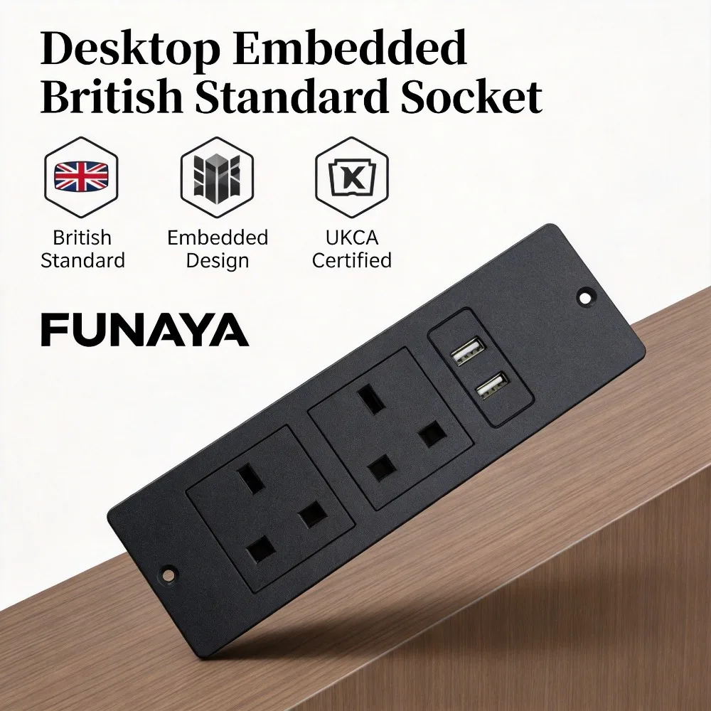 FUNAYA UK Built-in Table Desktop Embedded Countertop Socket in With USB Type-c SG MY Plug Power Electric Extension Outlets