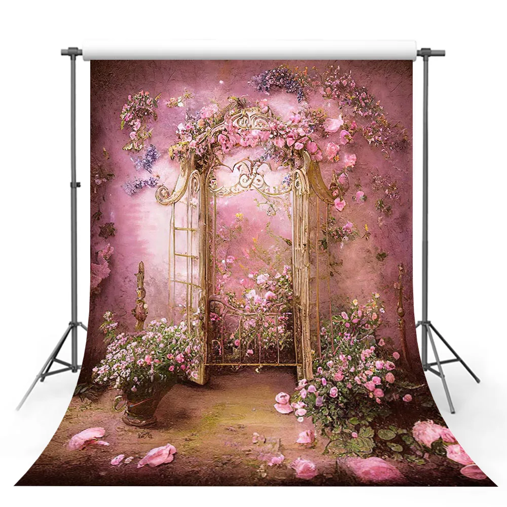 Mehofond-Fondo de fotografía con textura Floral Retro para adultos, pintura al óleo de flores, Princesa, castillo, rosa, Grunge, estudio fotográfico