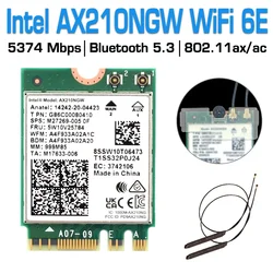 3000Mbps Wireless card Intel AX210 Wifi 6e M.2 NGFF Bluetooth 5.3 Wifi network card 2.4G/5Ghz 802.11ax WiFi Adapter With antenna