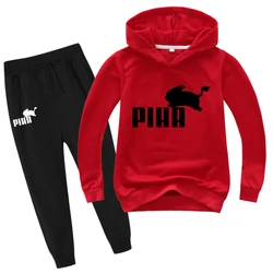 PIHA-Survêtement lapin pour enfants, sweat à capuche et pantalon College de dessins animés imbibés, ensembles de vêtements pour bébés garçons et filles, tenues de printemps, 2 pièces