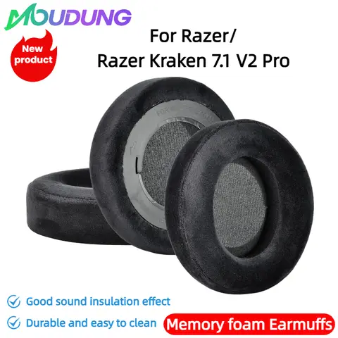 MOUDUNG Soft Foam Velvet Earpads Ear Pads Compatible For Razer/Razer Kraken 7.1 V2 Pro  Headset Earmuffs Repairing Parts