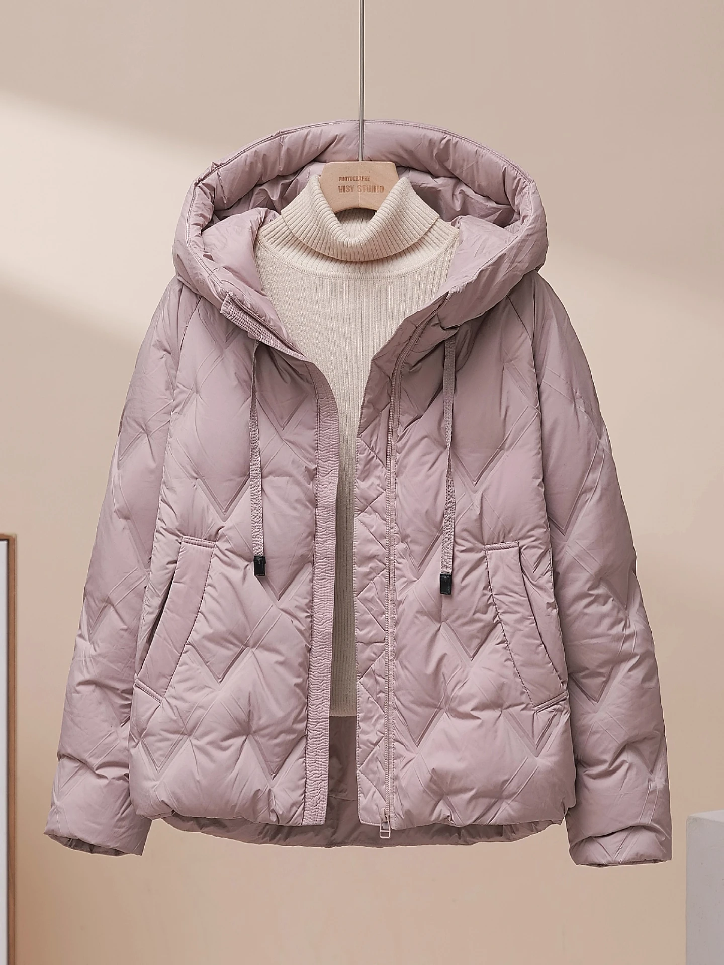 

Lightweight Cact White Du down Puffer Jaet Women's ort Loose Fit Hooded Coat Sli Commute Sle Thin Insulation