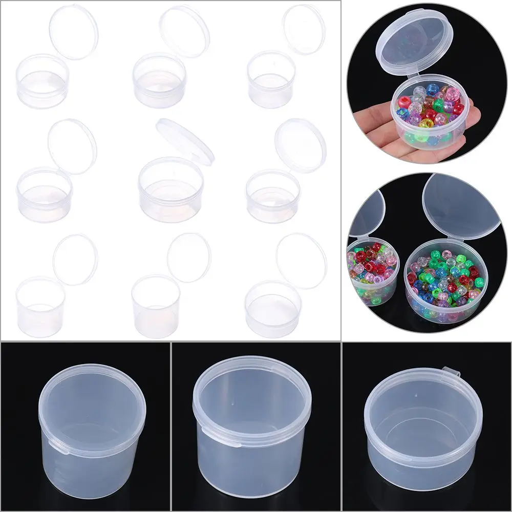 1PC Plastic Beads Storage Box Small Round Clear Small Items Crafts Hardware Storage Container Case