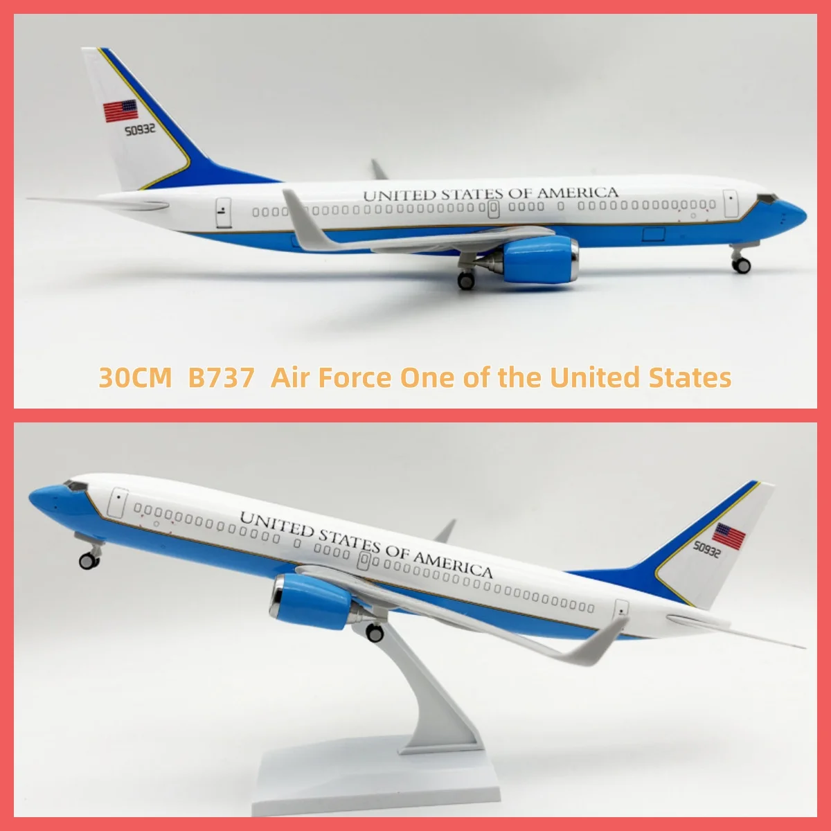 1:240 Scale Toy airplane B737 United States Air Force One Airways 30cm Resin Die-Casting Model Plane Kit With Wheels Collected