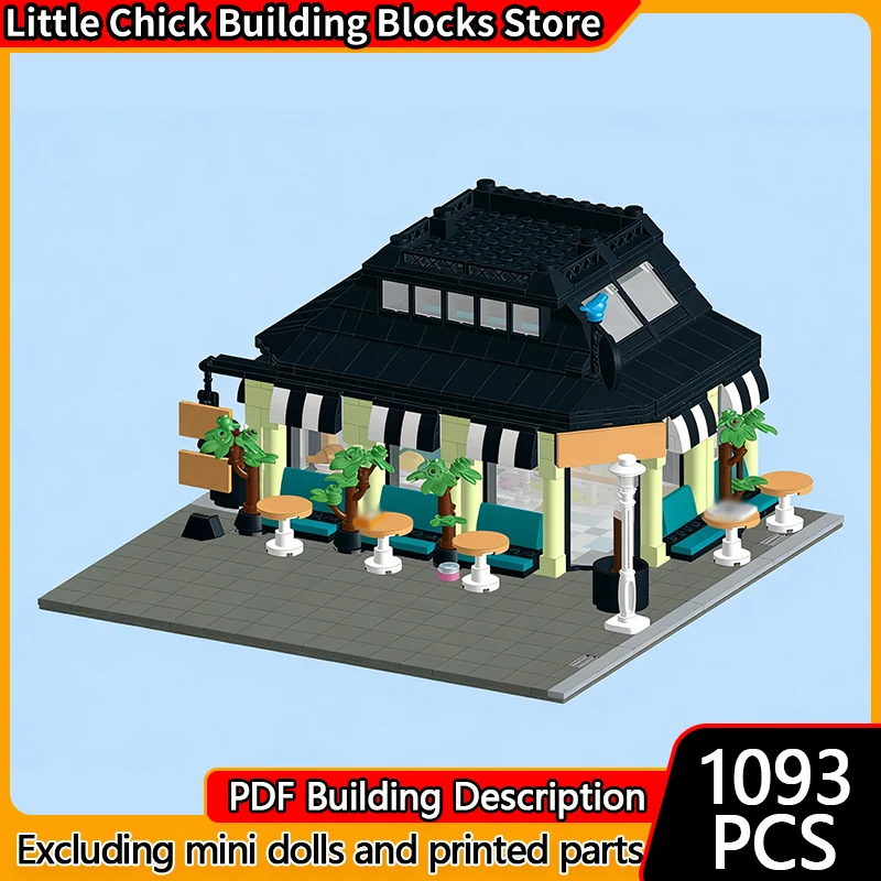 

City Street View Model MOC Building Bricks Small Coffee Shop Modular Technology Children Holiday Gifts Assemble Toys Suit