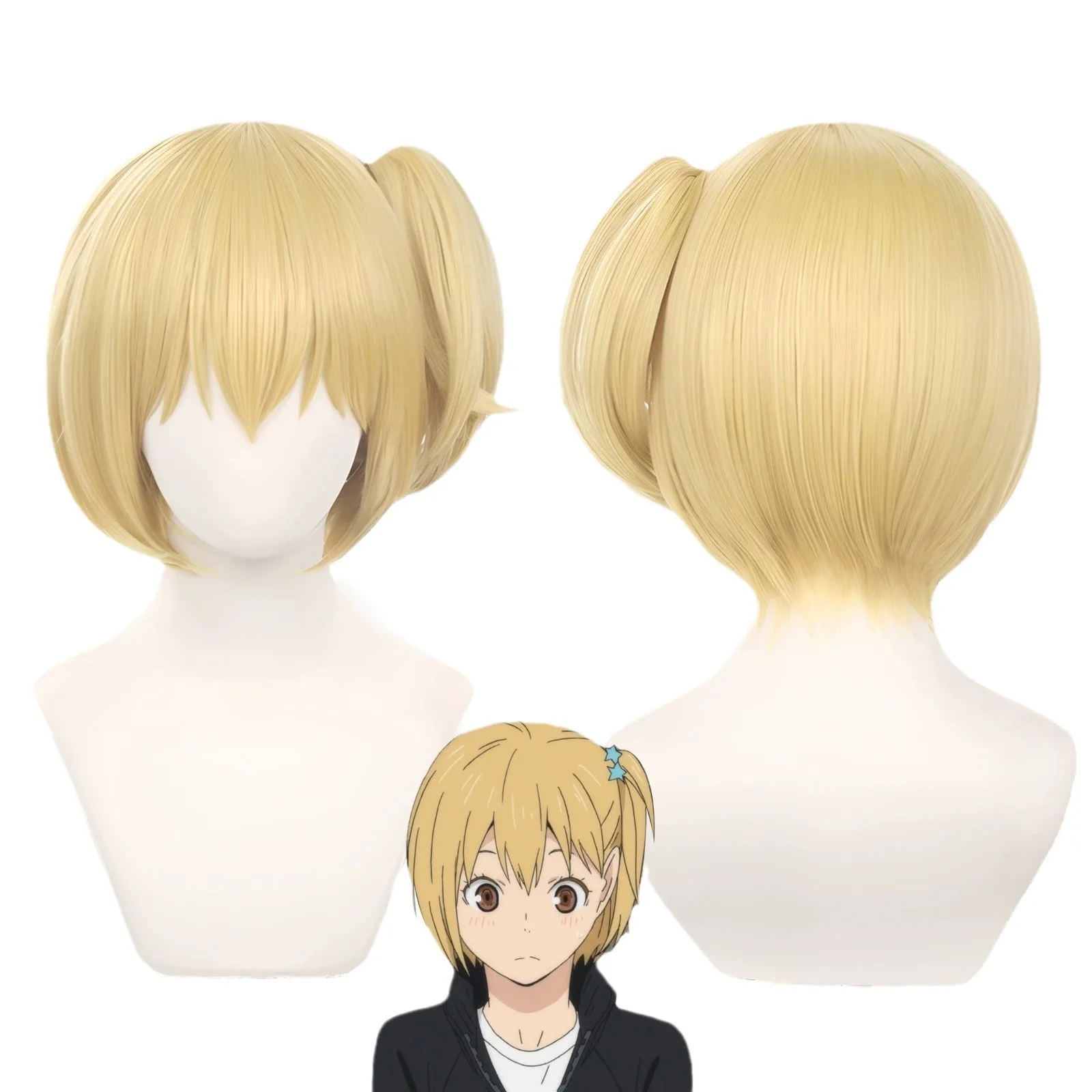 วิกผมคอสเพลย์ตัวละครทสุย่า รินฮา จากอนิเมะเรื่องลิตเติ้ลวอลเลย์บอล พร้อมหนังศีรษะเสมือนจริง แบบหนีบหางม้า
