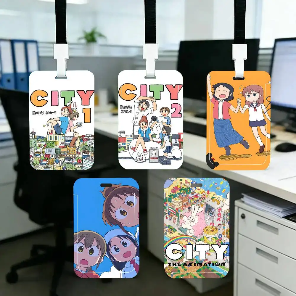 1pc City The Animation ID Card Sleeve School Card Access ID Card Bus Meal Card Protective Sleeve Easy Push