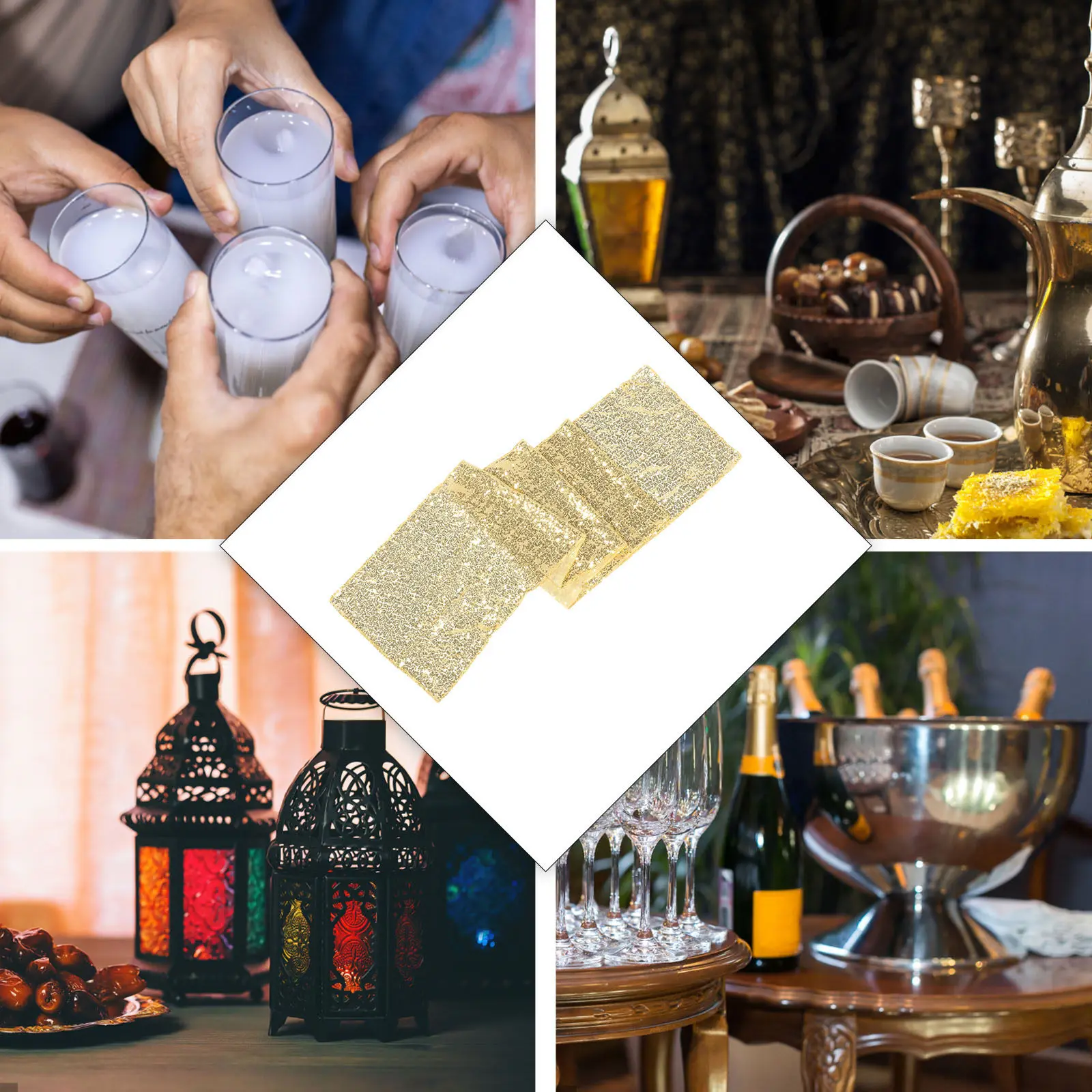 Golden Sequin Table Runner Premium Polyester Elegant Wedding Party Decorative Dining Table Cover Decorative Tablecloth