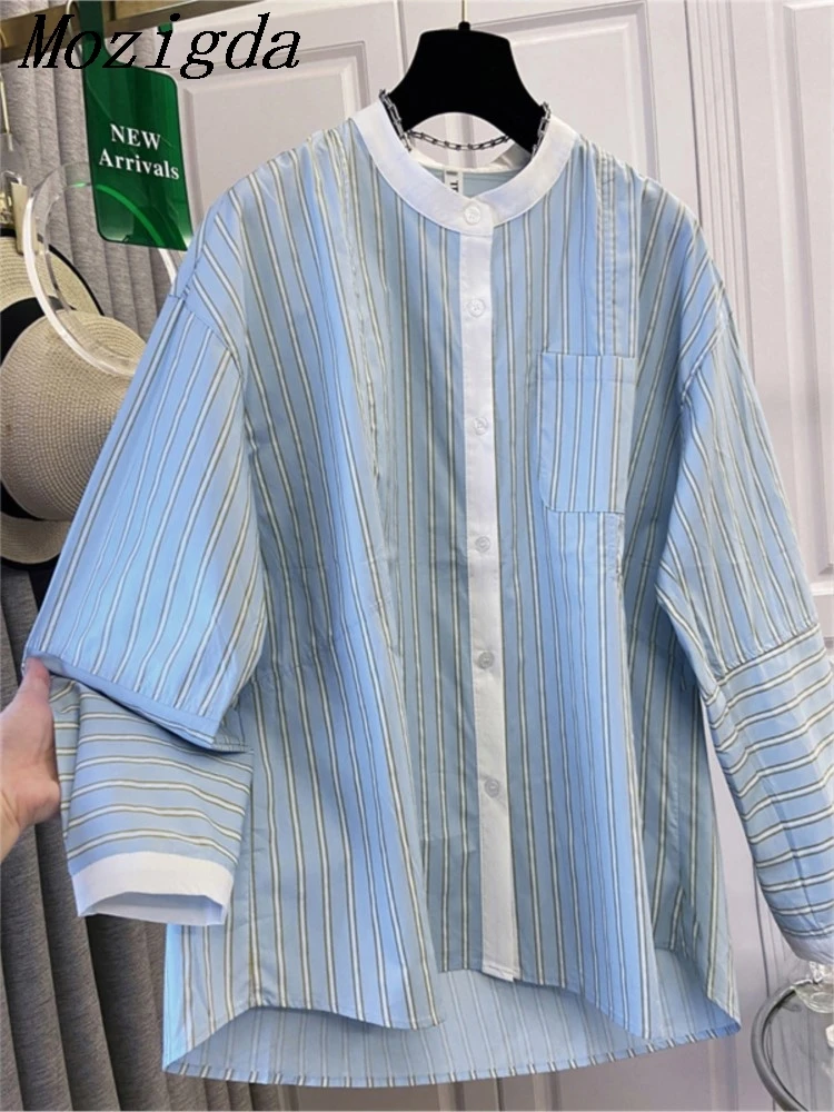 

Autumn Spring Striped Long Sleeve Cotton Shirt Women Korean Loose Blouse Women Fashion Ladies Tops