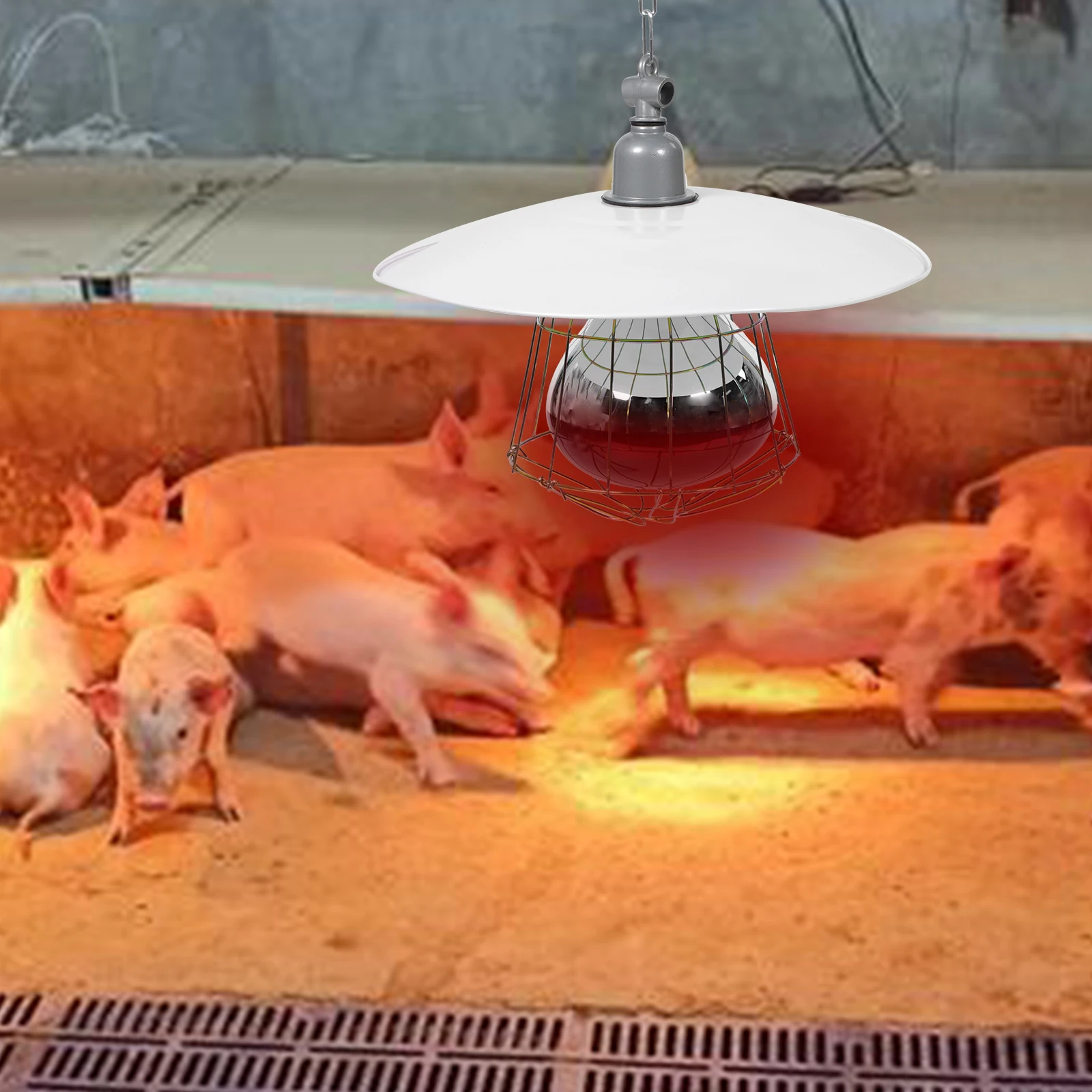 

1pc Livestock Warming Set 250W Red Ceramic Socket Heat Lamp Shade Metal Guard Durable Poultry Baby Heater Tool Pet Heating Lamp