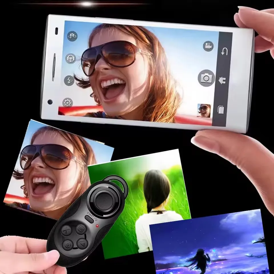 مقبض ألعاب بلوتوث لاسلكي صغير، وحدة تحكم VR، عصا تحكم، مصراع سيلفي عن بعد للهاتف المحمول لأجهزة IOS وأندرويد PC