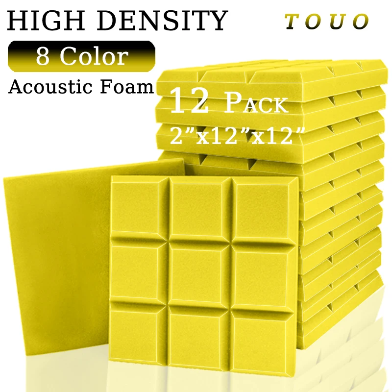 

TOUO 12 Pcs Beveled Edge Soundproof Foams High Density Acoustic Insulation Foam Home Studio Soundproofing Treatment Door Seal