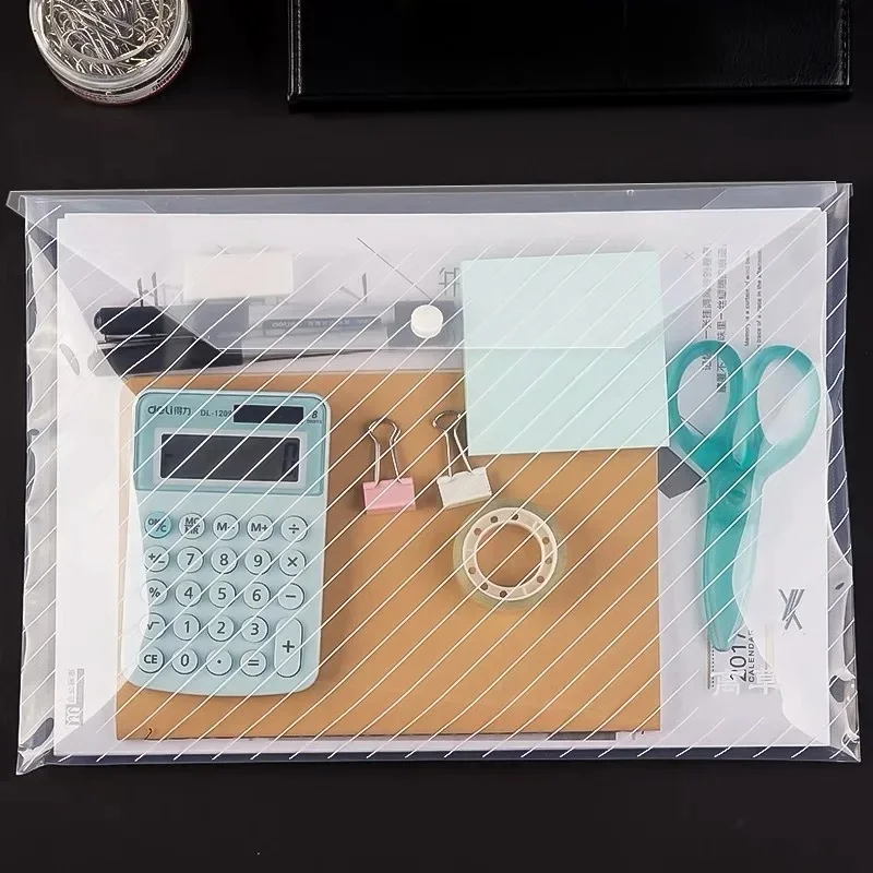 10pcs A4 Transparent Plastic File Bag Document Data Storage Bag With Snap Button Document Papers organizer Stationery supplies