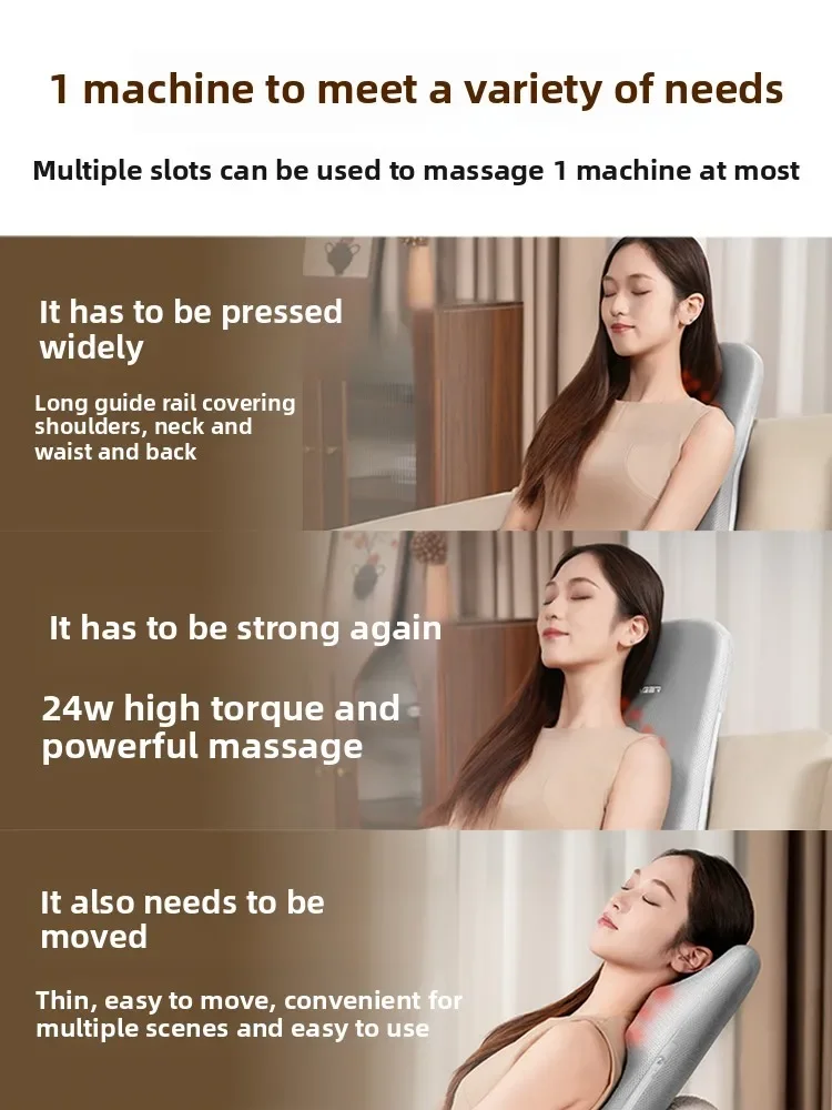 Multifunctional Full Body Massage Cushion Fully Automatic Kneading for Cervical Waist Back, Dual Use for Car & Household