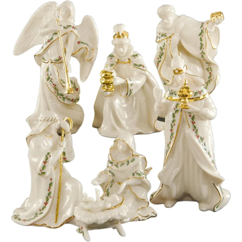 806053 Holiday 7-Piece Mini Nativity Set, 4-Inch, 7 Count, Christmas Decor