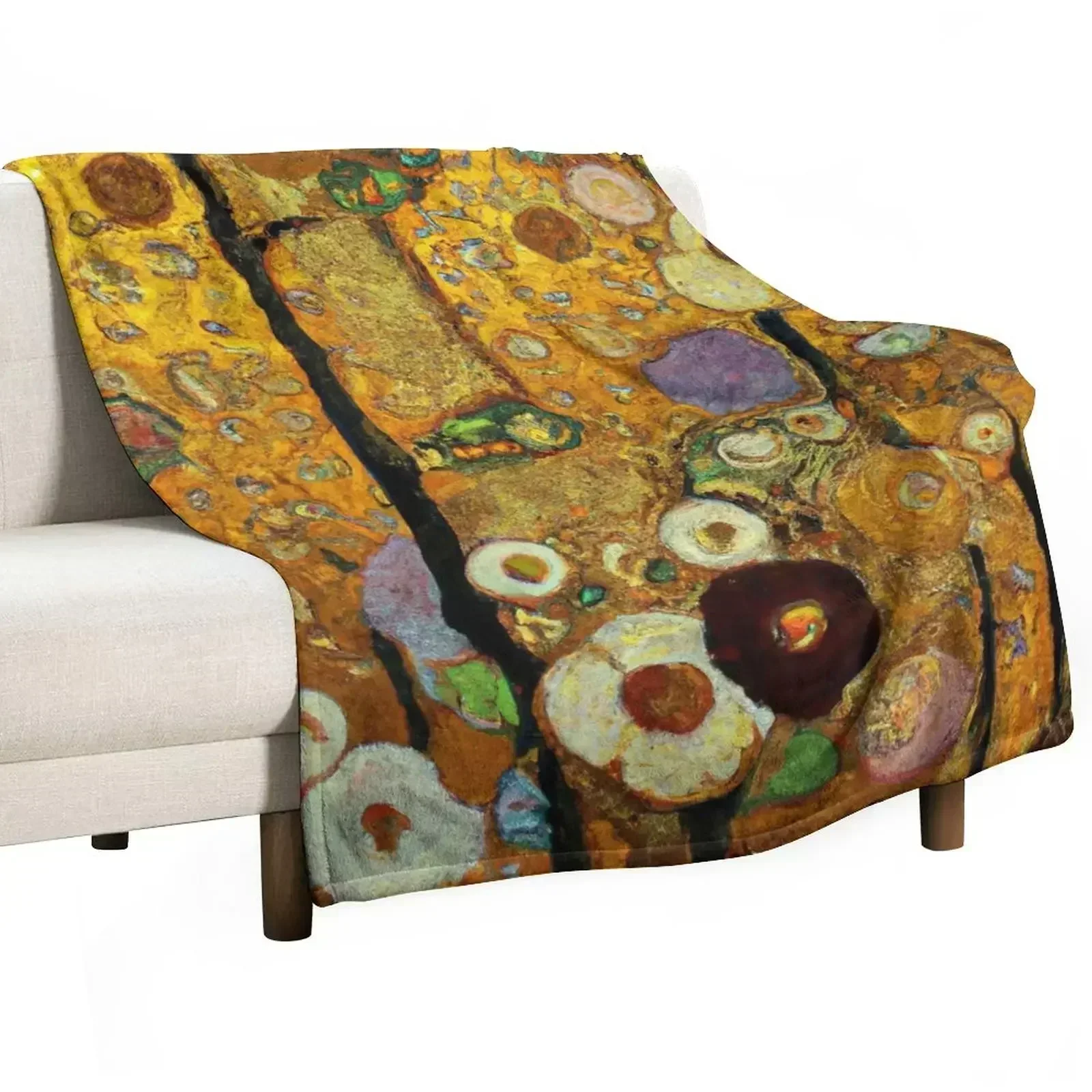 

New Flowers Gustav Klimt Throw Blanket Furry For Sofa Thin Kid'S Blankets