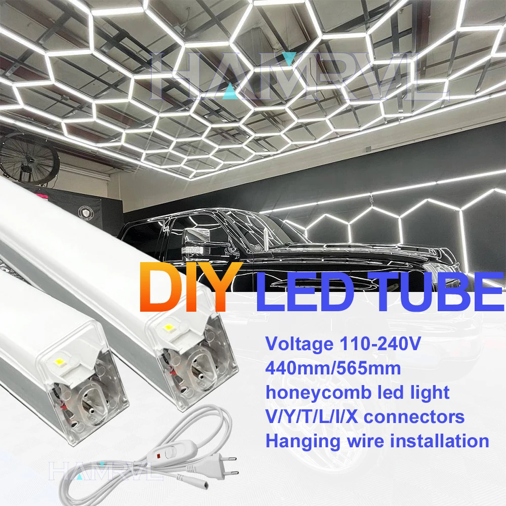 

DIY Assemble Honeycomb Hexagon LED Light with Connector Cable, Commercial Daily Lighting for Salon, Mall, Workshop and Garage