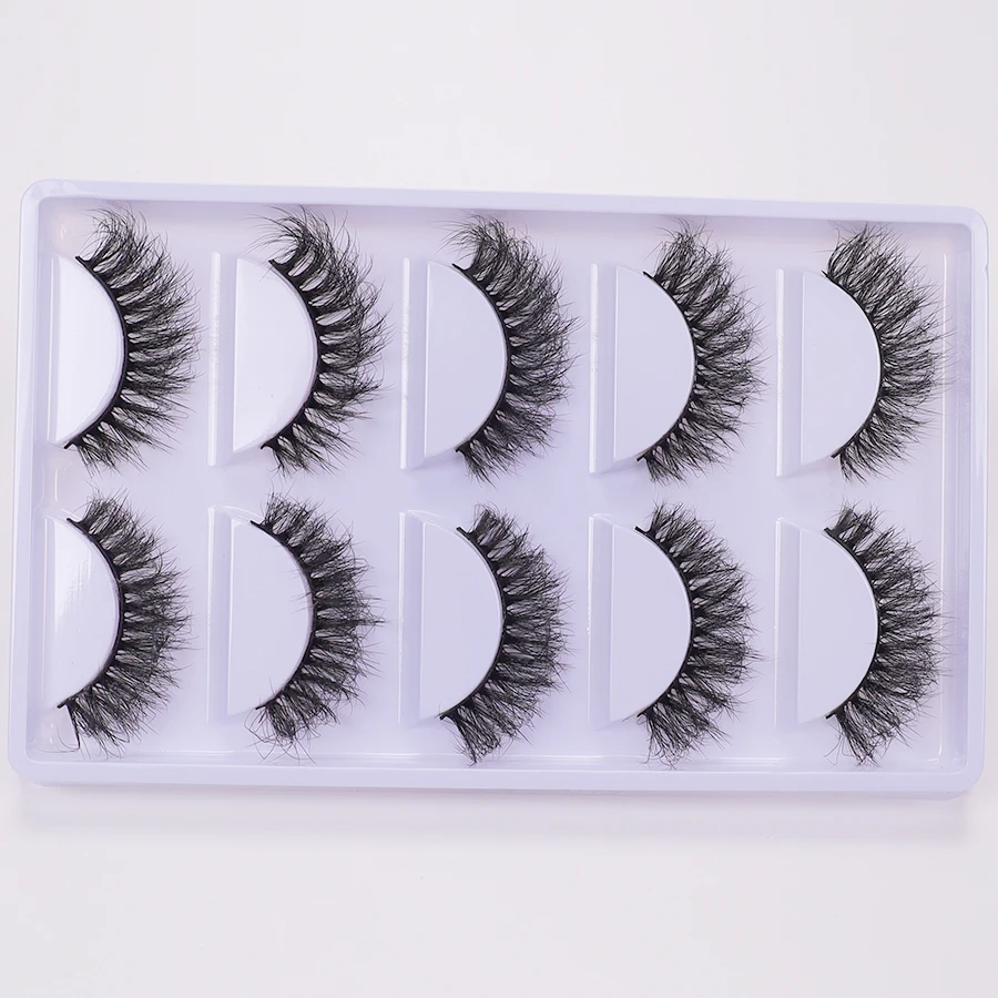 5組のフルまつげ、太くてカールした、ふわふわで細いつけまつげ、デイリーウェア、ふっくらと伸びたマンゴーアイスタイル