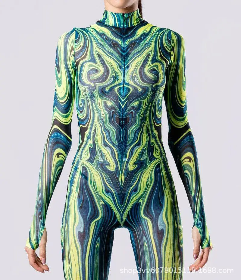 3D-Druck Cyberpunk Damen Strumpfhose Jumpsuit Halloween Feiertagsparty Cosplay Kostüm Elastische Bodysuits Rompers Damen Zentai – Detail 4
