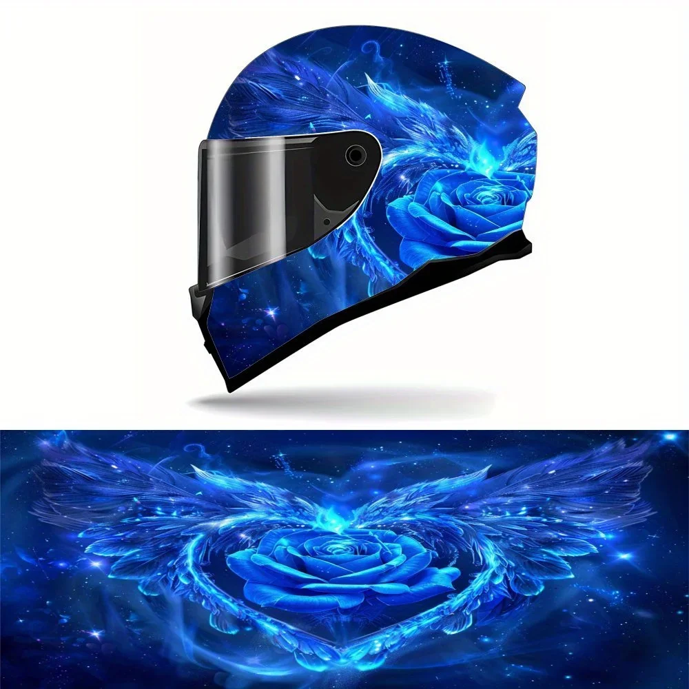 

The Heart Of The Blue Rose Full Face Helmet Vinyl Wrap Sticker - Waterproof Scratch-Resistant Self-Adhesive PVC Decal For Motorc