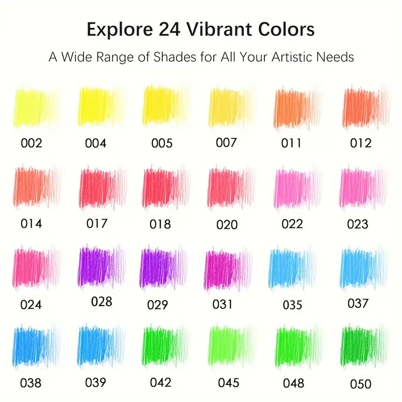 Brutfuner 24 fluorescent oil-based colored pencils, fluorescent colored pencils, Artists Soft Core with Vibrant Color, sketching