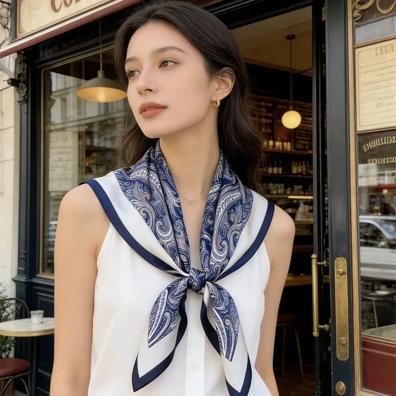 

100% Silk Head Scarves Hijab for Hair Wrapping Fashion Square Neck Scarves Wraps Neckerchief 26"x26"