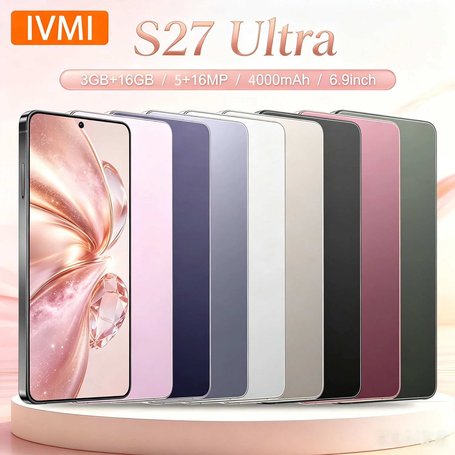 2026 IVMI S27ULTRA Unlocked Budget Cell Phone4G Smartphone 6.9 Inch Android10 3GB+16GB Dual SIM Global Version Google Play