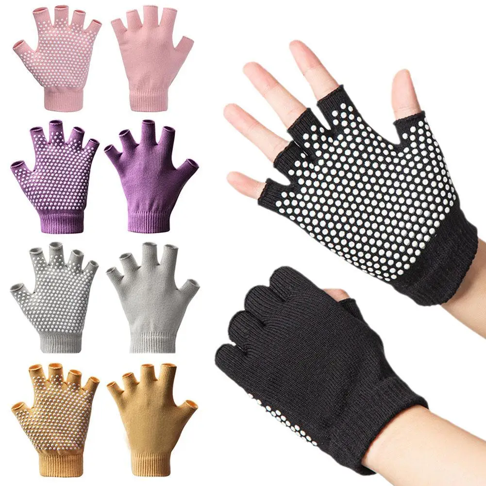 Yoga Gloves Non Anti Slip Grip Sticky Gloves Men Women Gym Yoga Pilates Balance Warm Fitness Half Finger Gloves Hand Protector