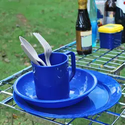 6x Camping Tableware Set Cooking Supplies with Carry Bag 1-Person for Picnic