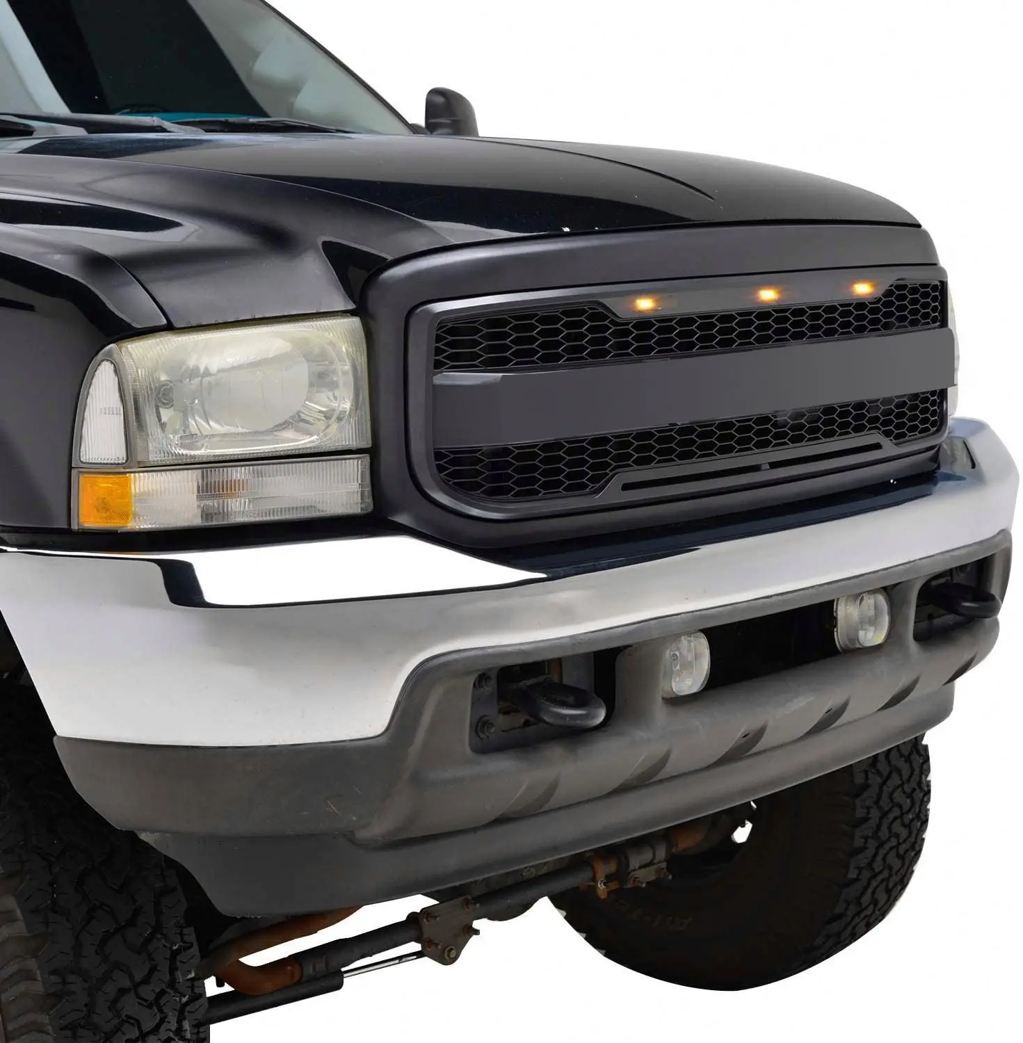 Gobison 2005 2006 2007 Raptor Style Grill Front Raptor Car Grille With Amber LED Lights For FORD F250 F350 F450