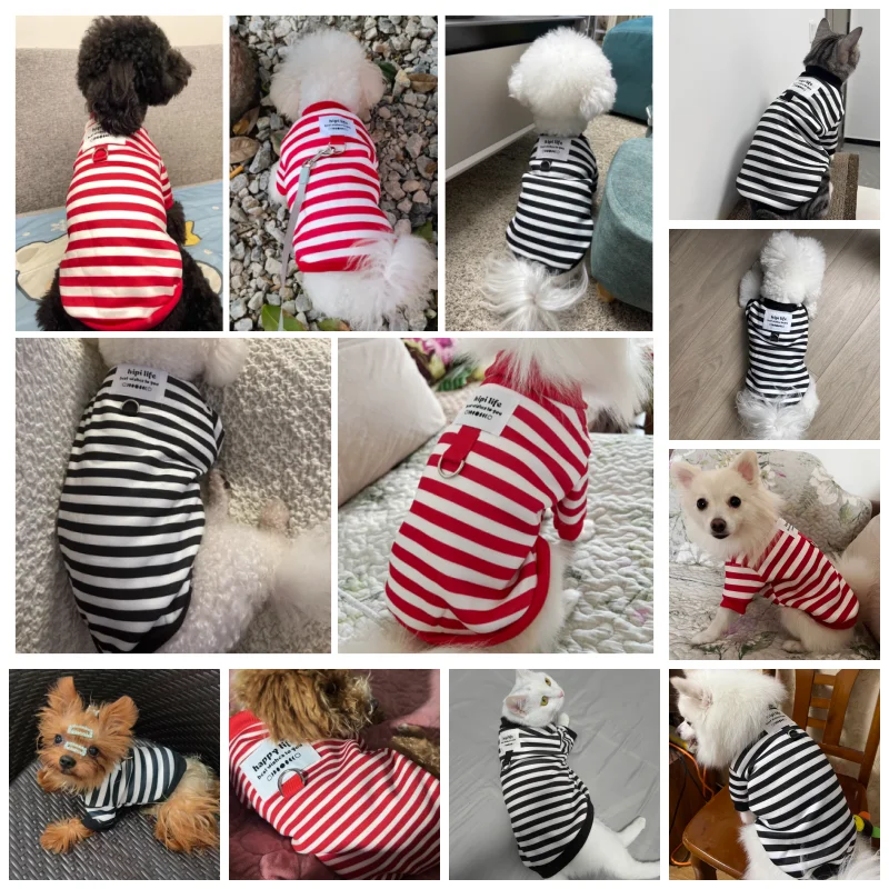 Dog Hoodies Striped Warm Winter Dog Clothes Pet Dog Coat with D-Ring Chihuahua French Bulldog Dog Accessories Puppy Dog Costume