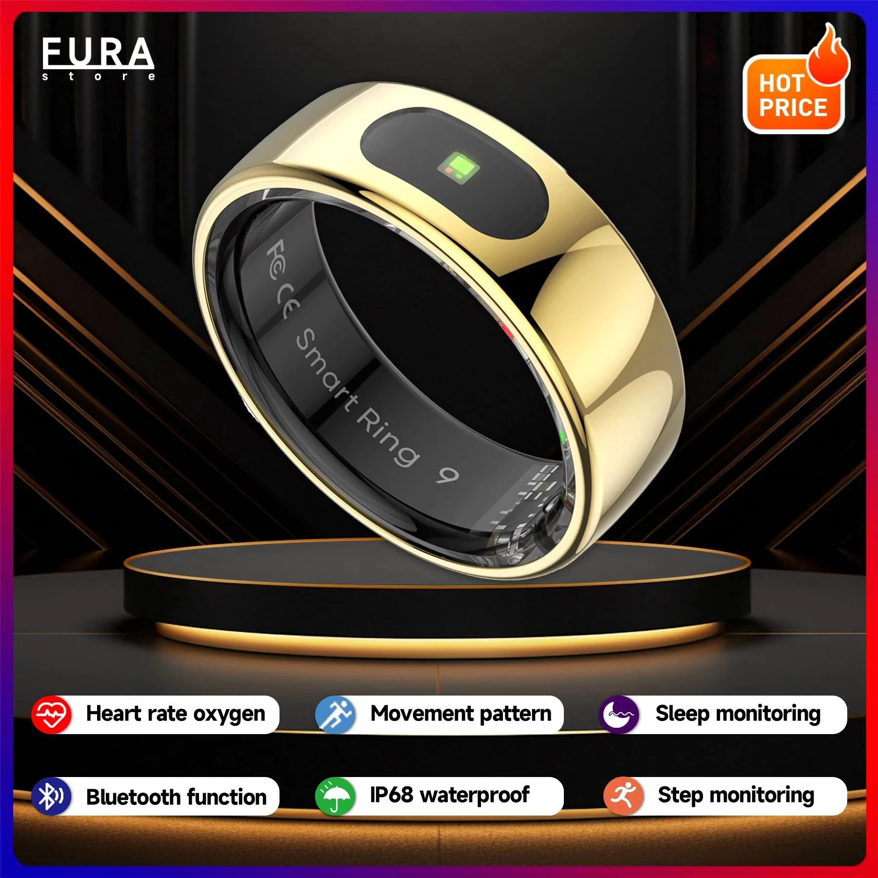 R08 cincin pintar, cincin pintar tidur monitor detak jantung tahan air IP58 Bluetooth kompatibel dengan 2025 beberapa mode olahraga Android IOS 5.0