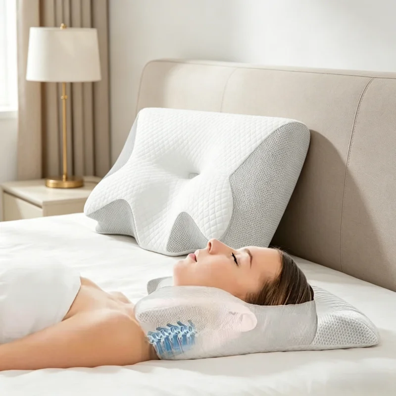 Sleep Memory Pillow Butterfly Memory Foam Neck Pillow, Contoured for Neck Pain Relief, Stomach Support Comfortable Sleeping Pill