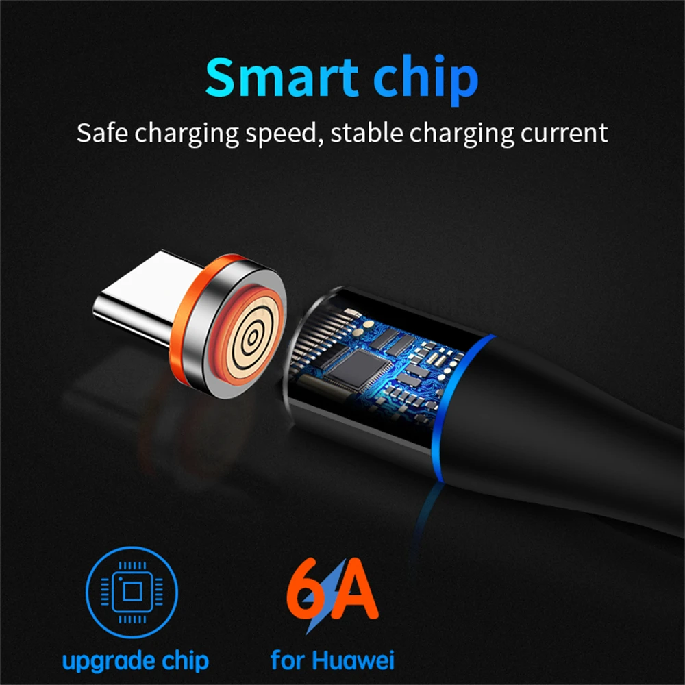 NNBILI 12 Gen 6A Round Magnetic Plug for Huawei Honor 3A USB Type C Magnet Tips Fast Charging Adapter for iPhone Samsung Xiaomi