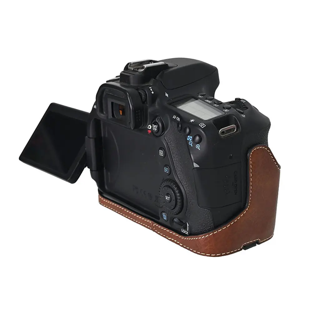 PU Leather Half Body Cover for Canon EOS 60D 70D 80D 90D Camera