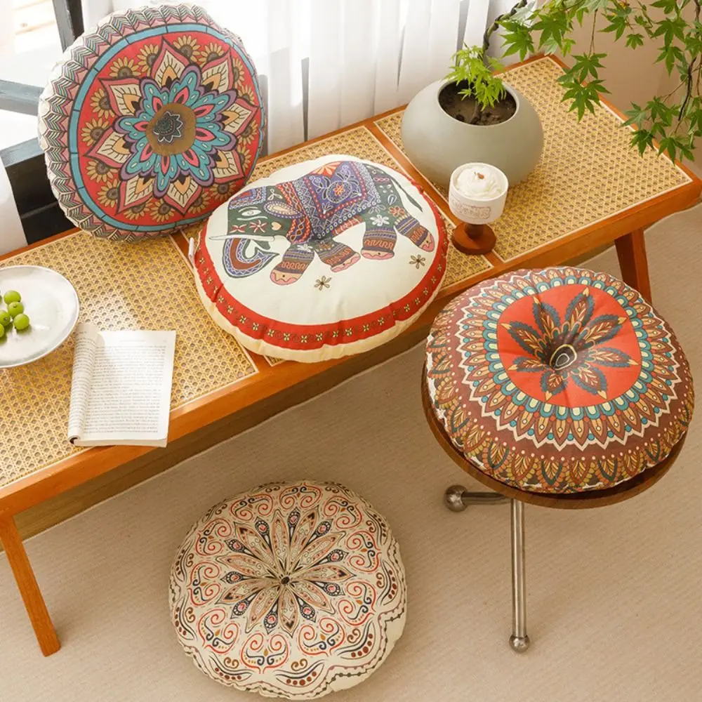 New 40cm Thick Round Futon Cushions Breathable Bohemian Style Tatami Cushion Home Cushions Double-sided Mats