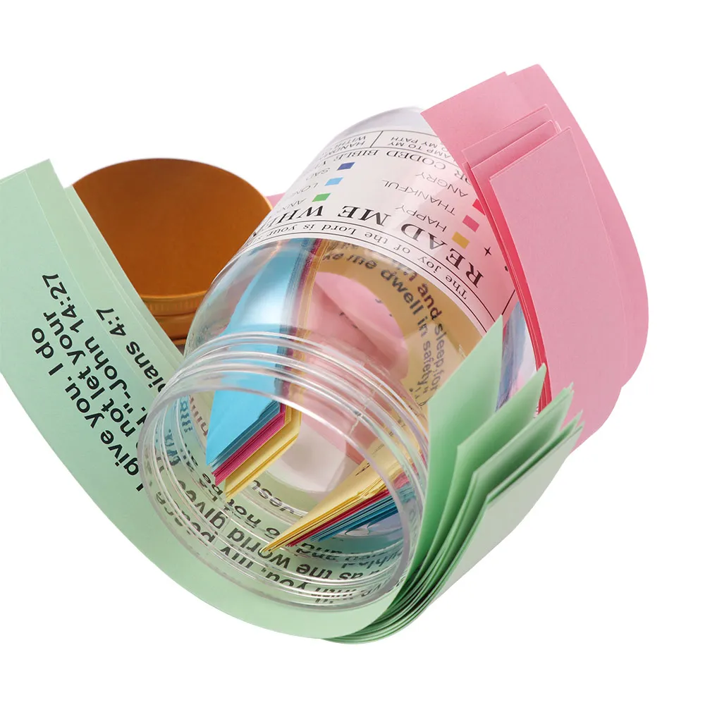 Creative Bible Verse Jar Bible Notes Colorful Cards Color Coded Gratitude Jar Paper with Lid Read Me When Bottle