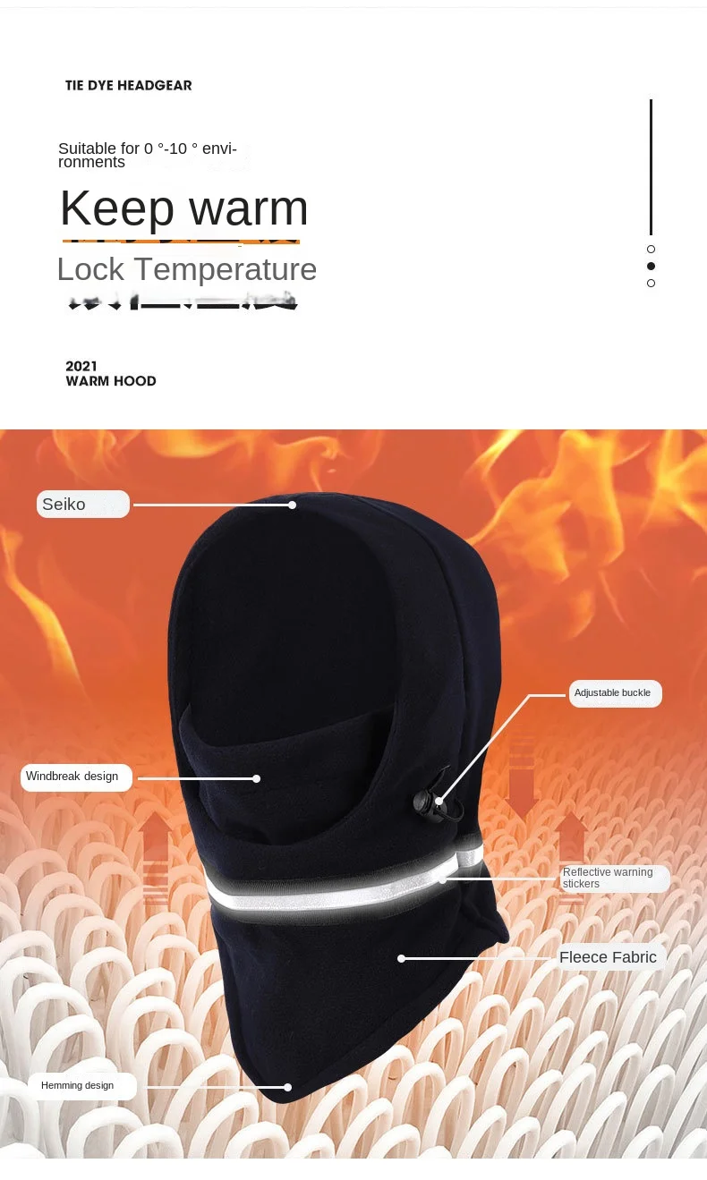 Männer HiGH Sichtbarkeit Reflektierende Winter Thermo Fleece Sturmhaube Maske Ski Motorrad Vollgesichtsmaske Halsabdeckung Winddicht – Detail 12