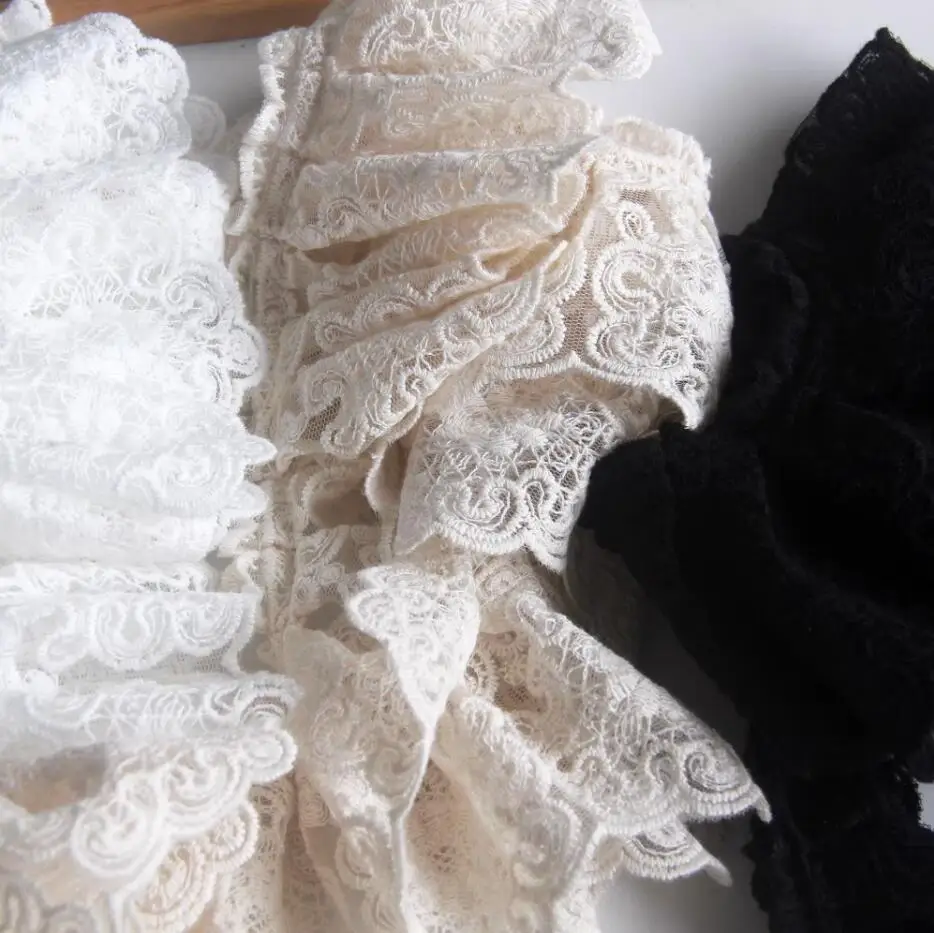 New European Style Mesh Embroidery Lace Pleated Dress Clothing Accessories 7.5cm wide SC079