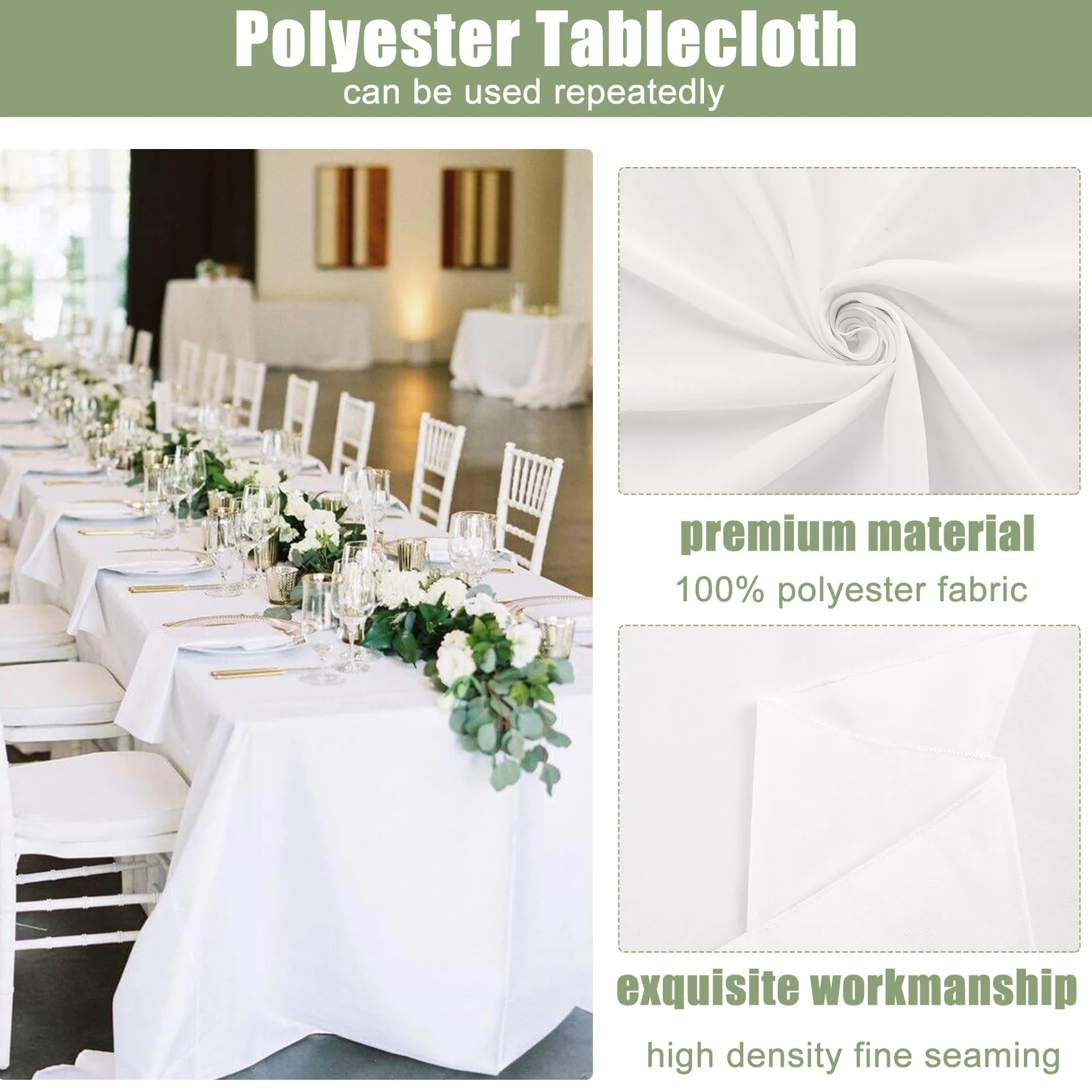 Cheesecloth Wedding Table Runner with Satin Tablecloth Gauze Sage Green Table Runner Boho Rustic Rectangle Round Table Cloth