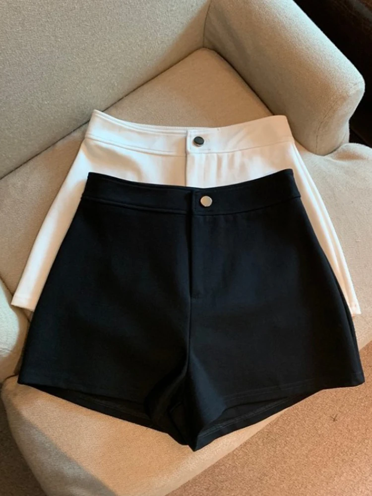 

Женские шорты с высокой талией А-силуэта больших размеров, тонкие, эластичные, утягивающие, повседневные, для весны