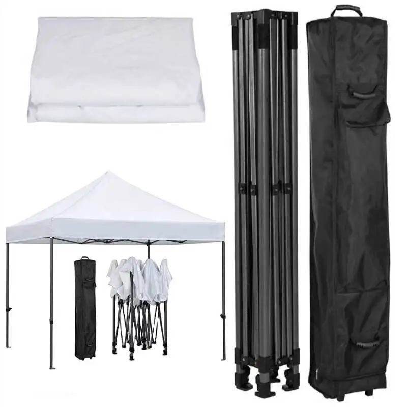 DD 10x10' Fold Easy Pop Up Tent Outdoor Trade Show Tents Pure Color Canopy with Steel Awning White Black Blue with Roller Bag