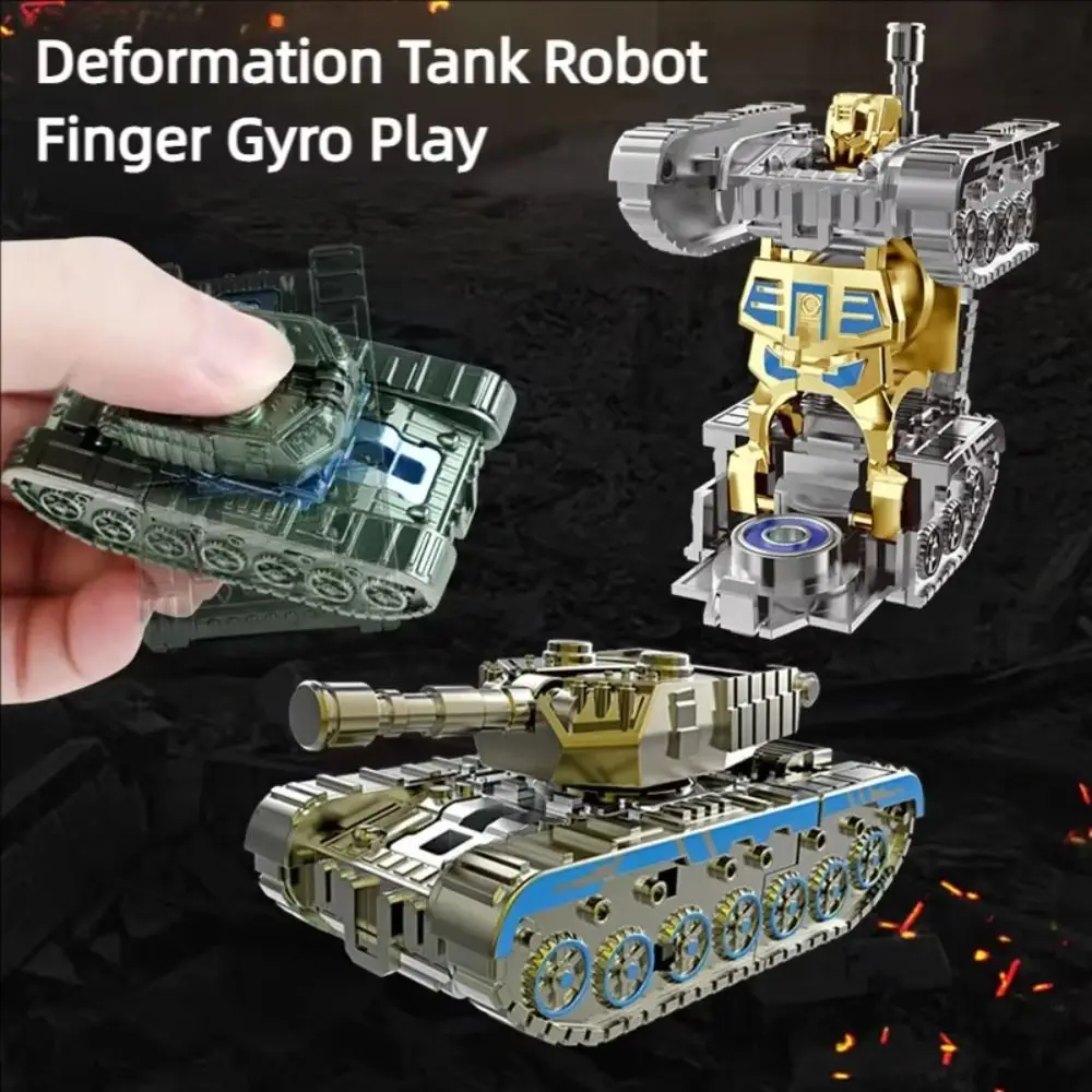 

2 in 1 Deformed Tanks Robot Fidget Gyro Plastic Non-slip Fingertip Decompression Toy Silent Rotational Fingertip Gyro Adult