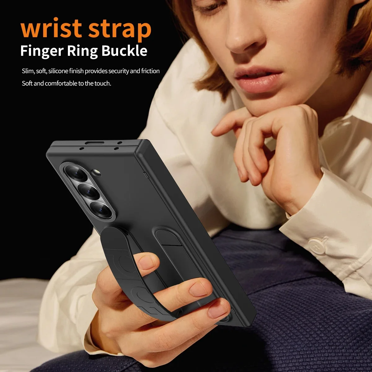 Matte Kickstand Holder Bracket Band Grip Case For Samsung Galaxy Z Fold 6 5 ZFold6 Flip Hinge Armor PC Cover 9H Glass Protector