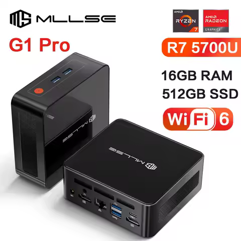 MLLSE G1 Pro Mini PC AMD Ryzen7 5700U DDR4 16GB RAM 512GB SSD WiFi6 BT5.2 Windows 11 Pro Mini Desktop Computer Gaming Work