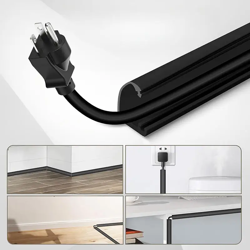 2M/3M Arc Anti-extrusion Floor Cord Cover Self-Adhesive Wiring Duct Cable Protector Power Extension Home Wire Organizer
